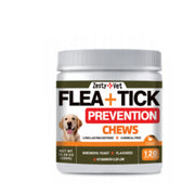 Zesty Vet Flea + Tick Prevention Chews container with 120 chews for pet health